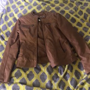 Fake leather jacket lined with fleece